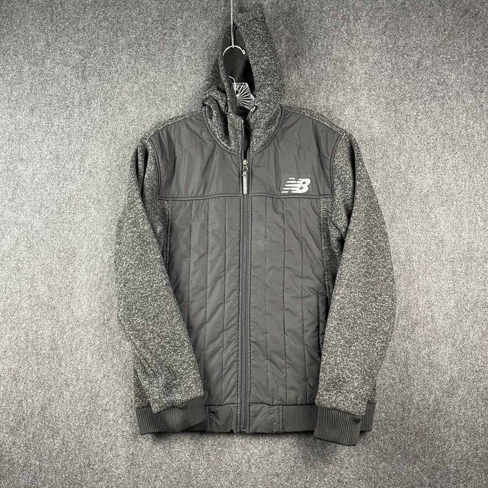 New Balance Jacket Men's Small Full Zip Fleece Long Sleeve Hoodie Gray EUC